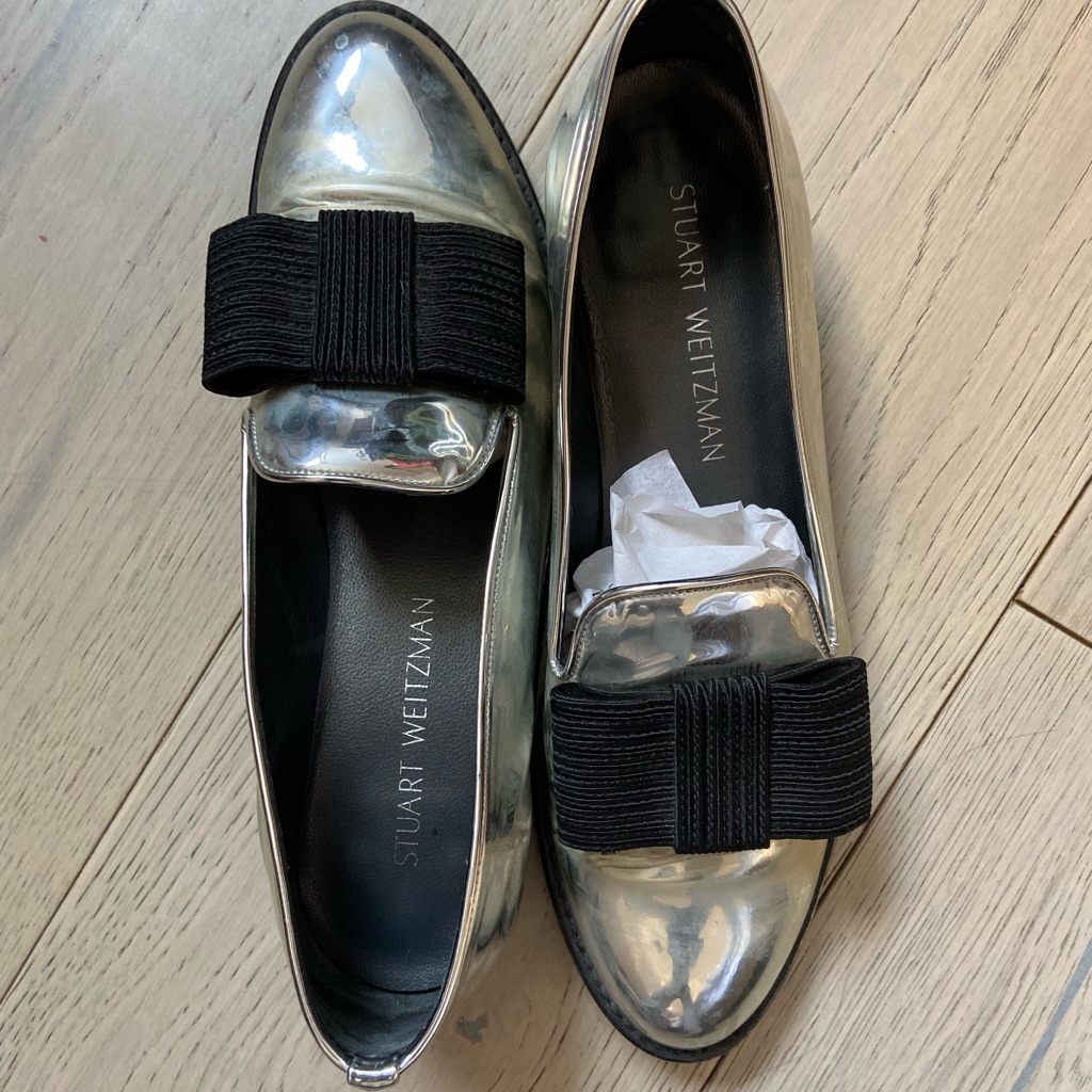 Stuart Weiztman Silver Loafers